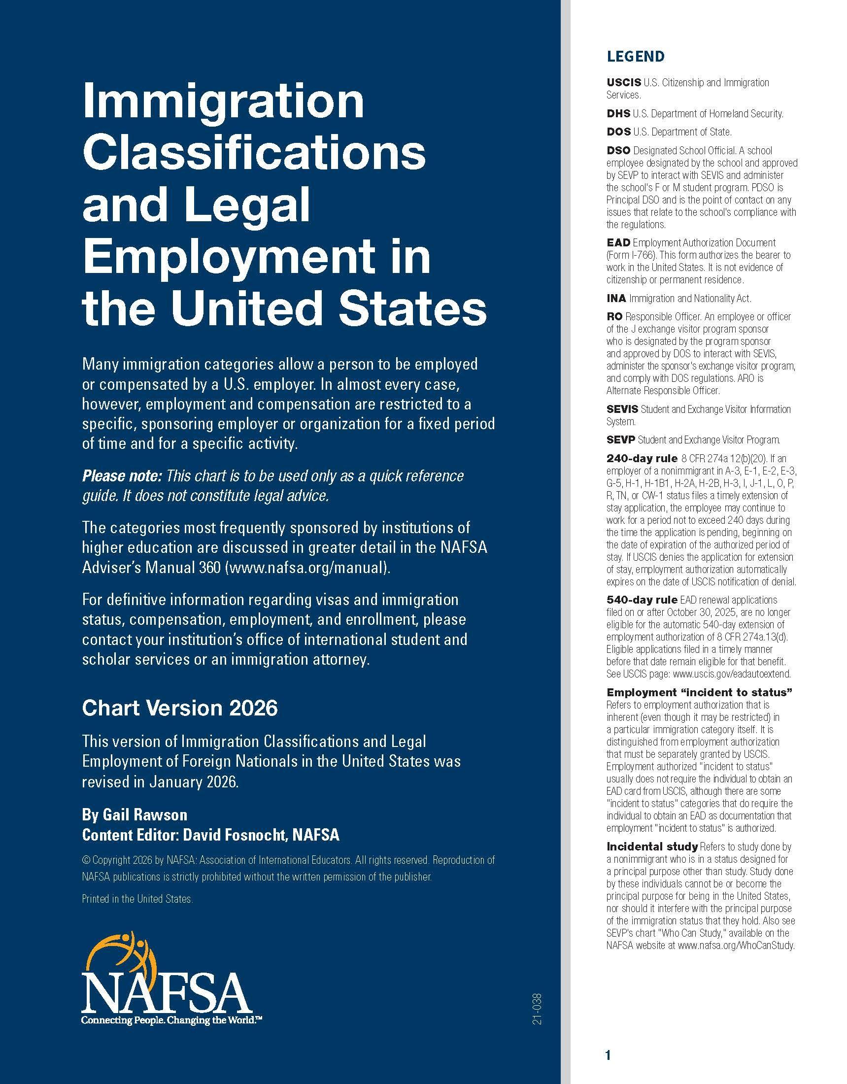 2026 Immigration Classifications Quick Ref - Pack of 10